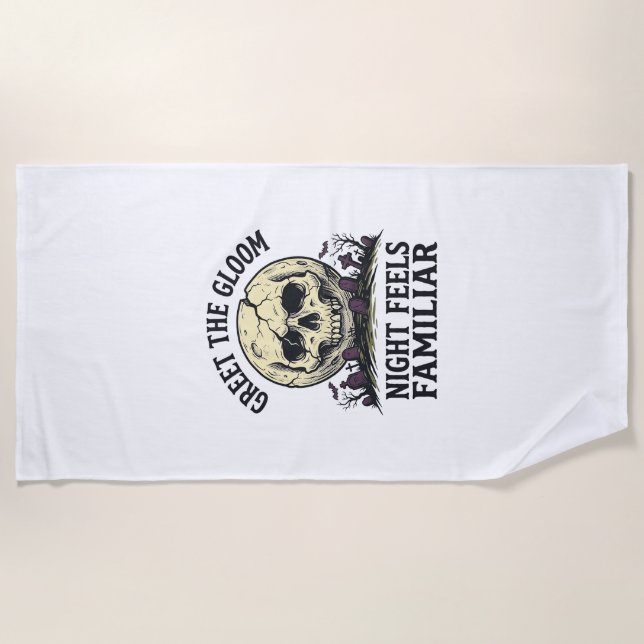 Serviette De Plage Chemise graphique de crâne de lune effrayant Hallo (Devant)