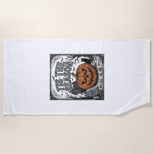 Serviette De Plage Chemise Vintage Halloween Citrouille Chat C'est La