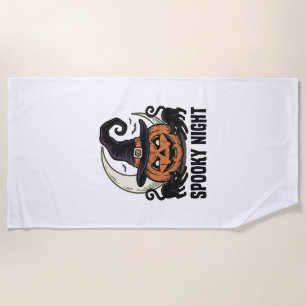 Serviette De Plage Chemise vintage Halloween Citrouille Chat Chapeau