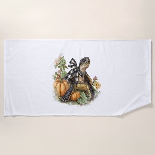 Serviette De Plage Chemises de mer Animaux Citrouille d'automne (Devant)