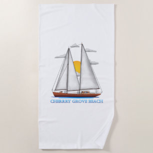 Serviette De Plage Cherrry Grove Beach Coastal Nautical Sailing Sailo
