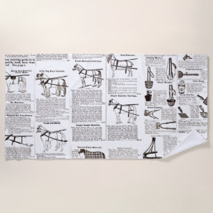 Serviette De Plage Cheval Antique Publicité Journal Art