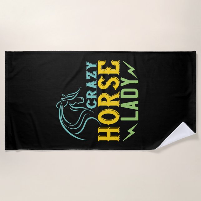 Serviette De Plage Cheval - Crazy Horse Lady (Devant)