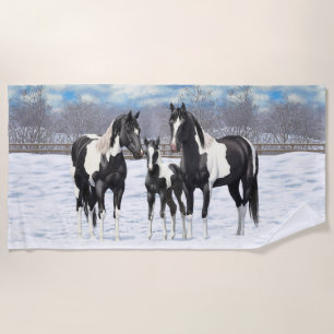 Serviette De Plage Cheval Pinto Quarter Noir Chevaux Paint Chevaux Da
