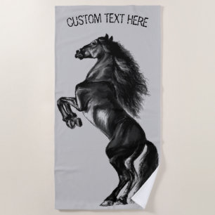 Serviette de plage Cheval - Texte et couleurs pers