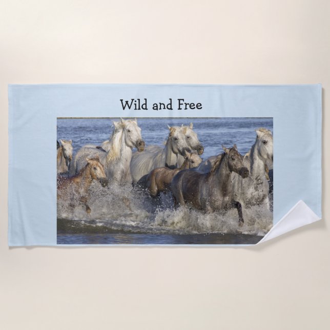 Serviette De Plage Chevaux galopant dans l'eau (Devant)