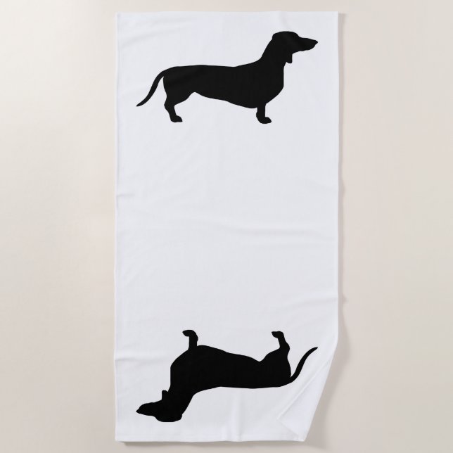 Serviette De Plage Cheveux courts Dachshund - Silhouette 1 (Devant)