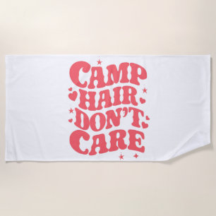 Serviette De Plage Cheveux de camping, on s'en fiche, filles de campi