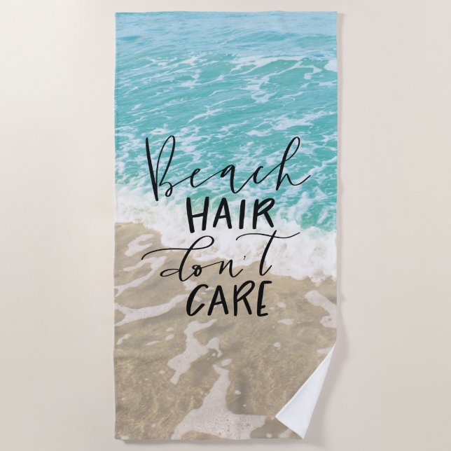 Serviette De Plage Cheveux de plage, on s'en fiche (Devant)