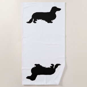 Serviette De Plage Cheveux longs Dachshund - Silhouette 1