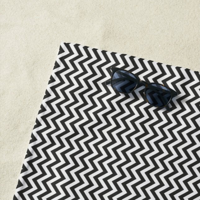 Serviette De Plage Chevron noir blanc (En situation)