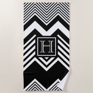 Serviette De Plage Chevron noir et blanc