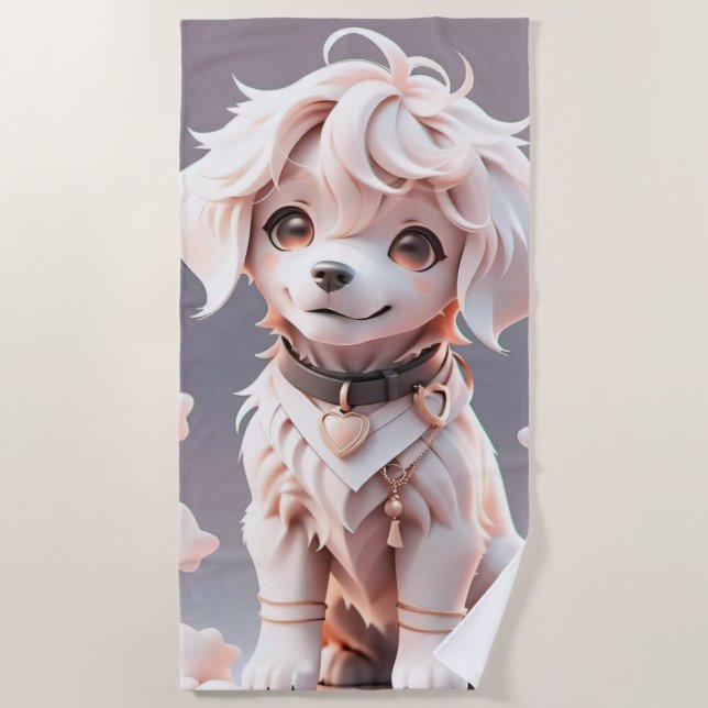 Serviette De Plage Chibi Golden Retriever Puppy (Devant)
