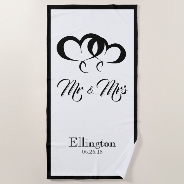 SERVIETTE DE PLAGE CHIC BEACH TOWEL_MR & MRS. (Devant)
