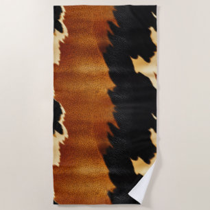 Serviette De Plage Chic Brown Black Cream Western Cowhide