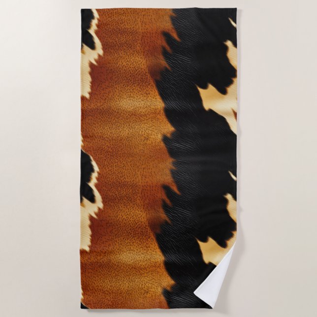 Serviette De Plage Chic Brown Black Cream Western Cowhide (Devant)