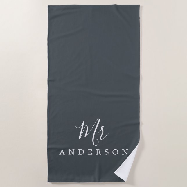Serviette De Plage Chic Future M. Off-Black Monogramme (Devant)