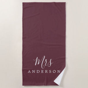 Serviette De Plage Chic Future Mme Burgundy Monogramme