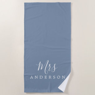 Serviette De Plage Chic Future Mme Faded Denim Blue Monogramme