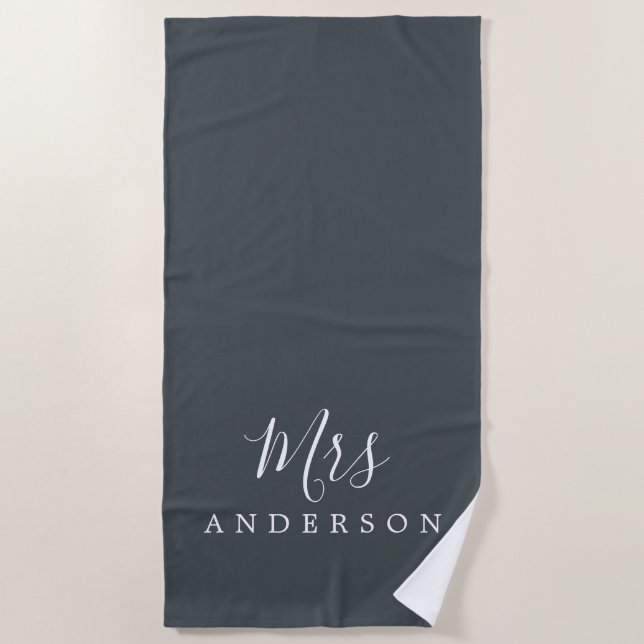 Serviette De Plage Chic Future Mme Off-Black Monogramme (Devant)