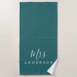 Serviette De Plage Chic Future Mme Turquoise Green Monogramme