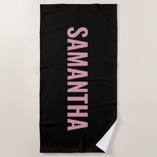 Serviette De Plage Chic Moderne Rose et Noir