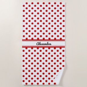 Serviette De Plage Chic Polka Dot Rouge Blanc Arrière - plan