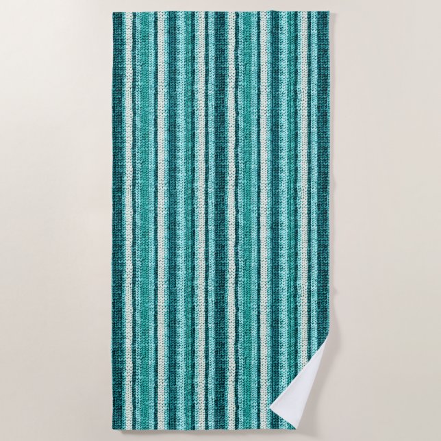 Serviette De Plage Chic rayé turquoise (Devant)