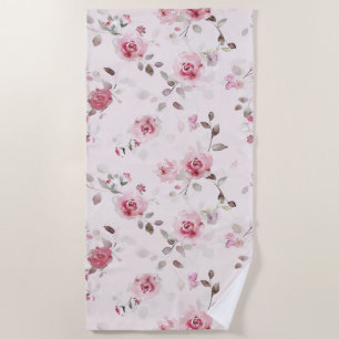 Serviette De Plage Chic romantique rose floral
