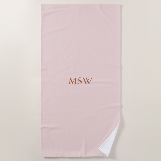 Serviette De Plage Chic rose vif initiales monogramme personnalisées  (Devant)