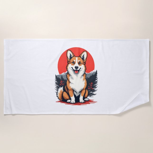 Serviette De Plage Chien Akita Inu (Devant)