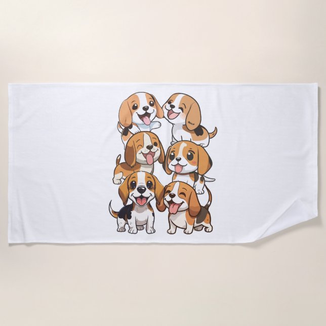 Serviette De Plage chien beagle joyeux (Devant)
