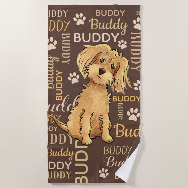 Serviette De Plage Chien Brown personnalisé (Devant)