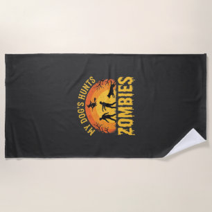Serviette De Plage Chien Chasse Les Zombies Design Halloween