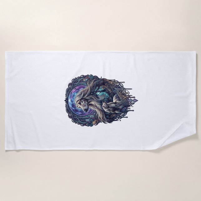 Serviette De Plage Chien Crystal Moon Forêt Enchantée_1 (Devant)