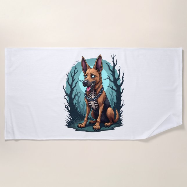 Serviette De Plage Chien de berger squelette (Devant)