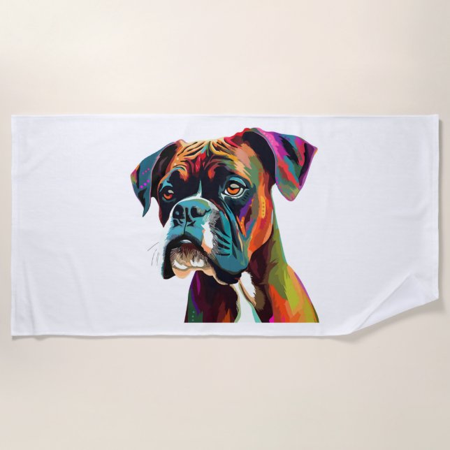 Serviette De Plage Chien de boîte coloré (Devant)