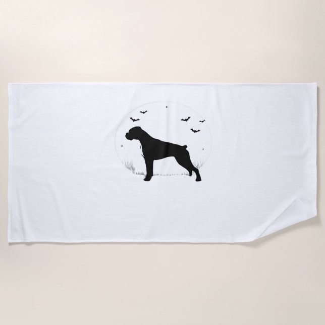 Serviette De Plage Chien de boîte - Silhouette de lune d'Halloween cl (Devant)