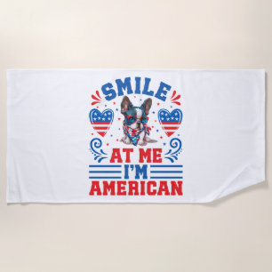 Serviette De Plage Chien de courrier de Boston patriotique pour 4 jui