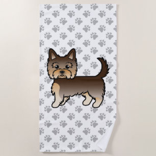 Serviette De Plage Chien de dessin animé Yorkshire Terrier au chocola
