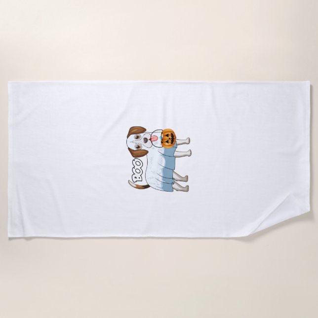Serviette De Plage Chien de Halloween Beagle Fantôme (Devant)