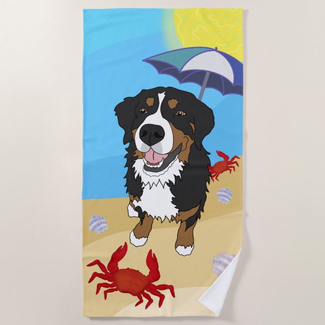 Serviette De Plage Chien de montagne bernois (Devant)