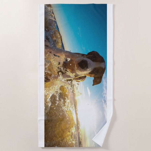 SERVIETTE DE PLAGE CHIEN DE NAGER (Devant)