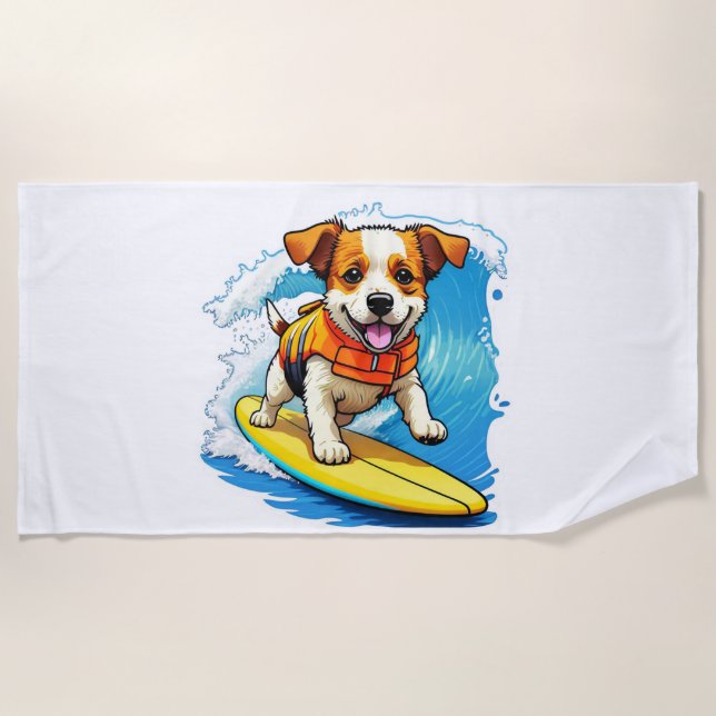 Serviette De Plage Chien de surf (Devant)