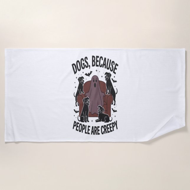 Serviette De Plage Chien d'Halloween éffrayant Fantôme Éffrayant 2 (Devant)