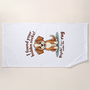 Serviette De Plage Chien Drôle Chaussettes Cachées Citation Vintage D