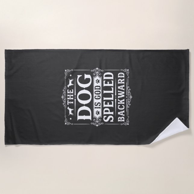 Serviette De Plage Chien Drôle Dieu Écrit À L'Envers (Devant)