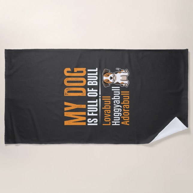 Serviette De Plage Chien drôle plein de taureau design (Devant)