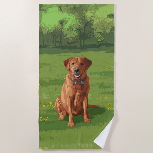 Serviette De Plage Chien du Labrador jaune rouge renard (Devant)