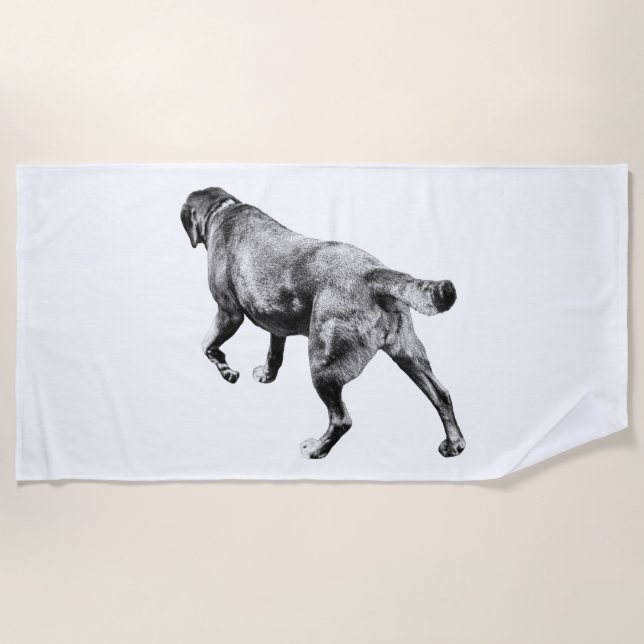 Serviette De Plage Chien en grève, calme saisonnier (Devant)